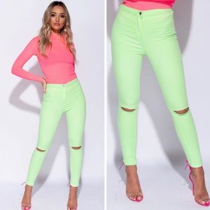 Neon Green High Rise Jegging